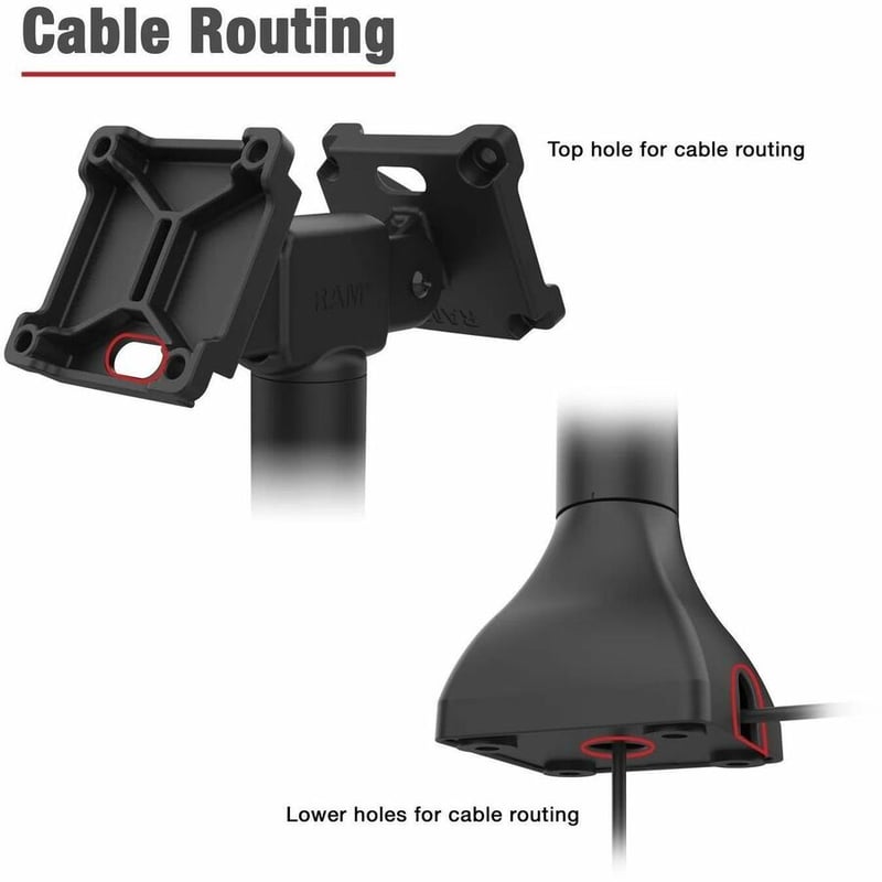 RAM PEDESTAL MOUNT WITH DUAL HEAD 75 X 75 VESA 14IN POLE WITH - Thumbnail 4