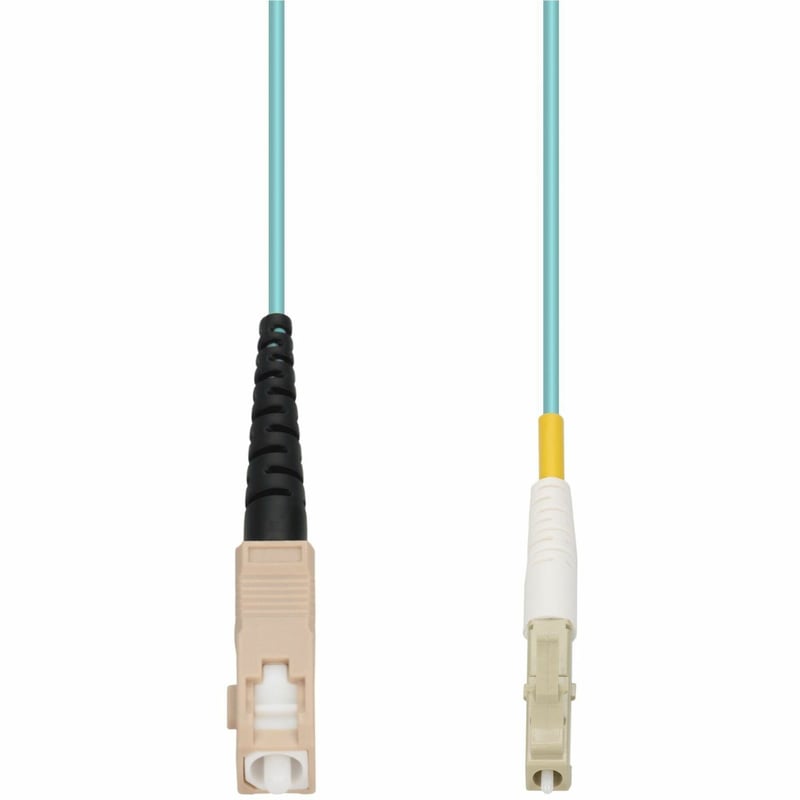 AddOn 15m SC to LC Aqua OM4 Simplex OFNP (Plenum-Rated) Fiber Patch Cable - Thumbnail 1