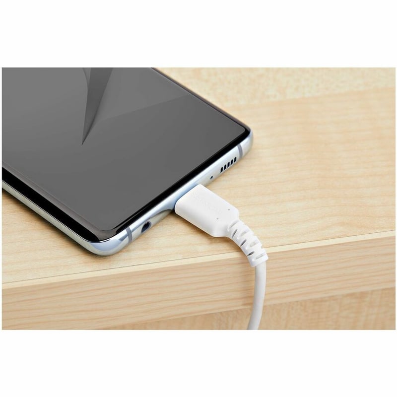 StarTech.com 2m USB A to USB C Charging Cable - Durable Fast Charge & Sync USB 2.0 to USB Type C Data Cord - Aramid Fiber M/M 3A White - Thumbnail 2