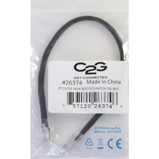 C2G-5ft Cat5e Non-Booted Unshielded (UTP) Network Patch Cable - Black - Thumbnail 3