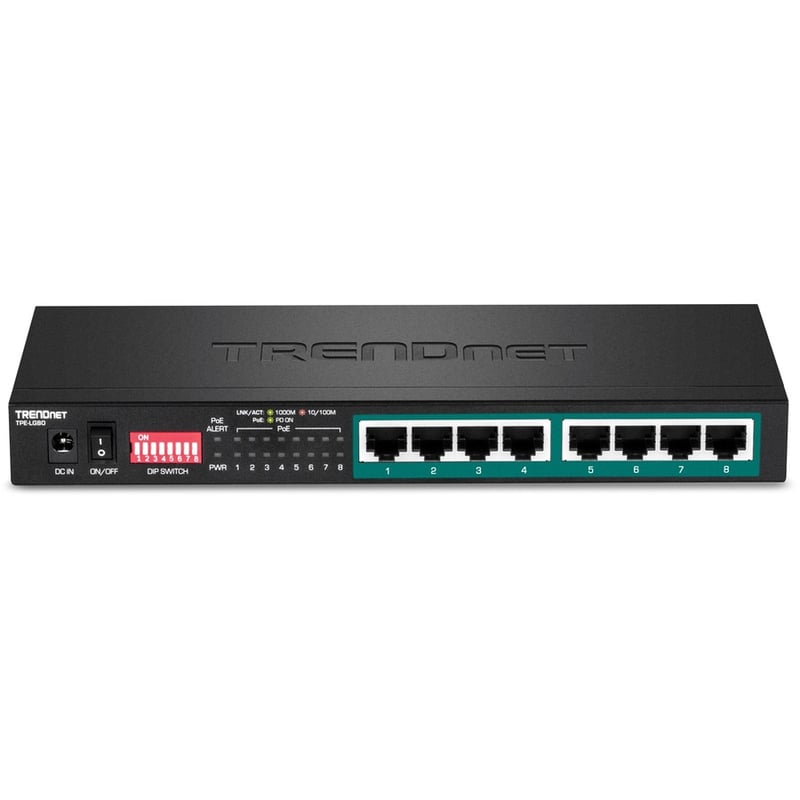 TRENDnet 8-Port Gigabit Long Range Poe+ Switch; TPE-LG80;65W Poe Budget; Ethernet/Network Switch; Long-Range Poe+ Extends Range Up to 200M (656 ft.); 16 Gbps Switching Capacity; Lifetime Protection - Thumbnail 4