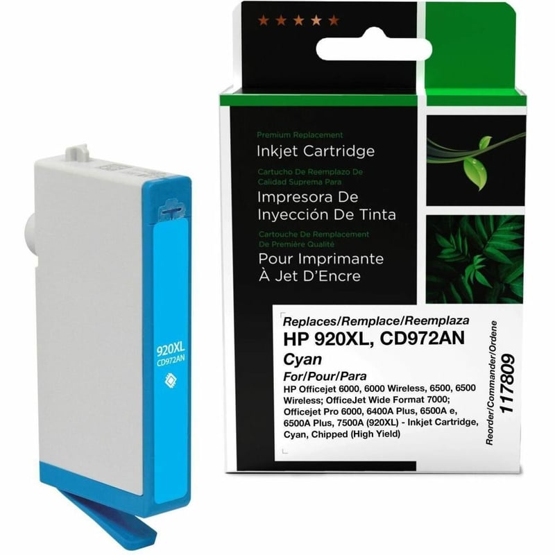 Clover Imaging Remanufactured High Yield Cyan Ink Cartridge for HP 920XL (CD972AN) - Thumbnail 1
