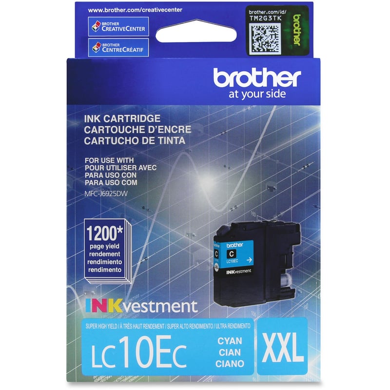 Brother Genuine LC10EC INKvestment Super High Yield Cyan Ink Cartridge - Thumbnail 1