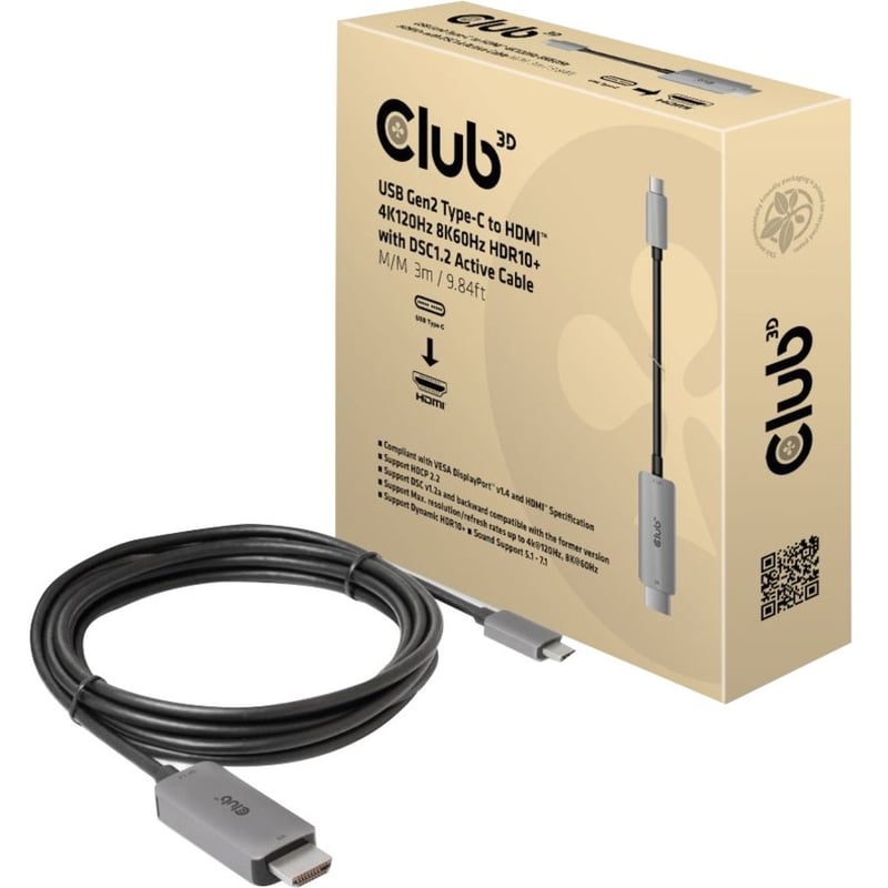 Club 3D HDMI/USB-C Audio/Video/Data Transfer Cable - Thumbnail 1