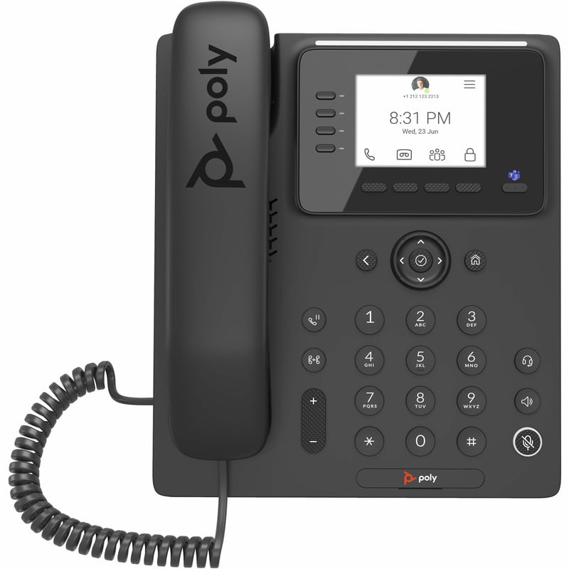 Poly CCX 350 IP Phone - Corded - Corded - Desktop, Wall Mountable - Black - Thumbnail 1