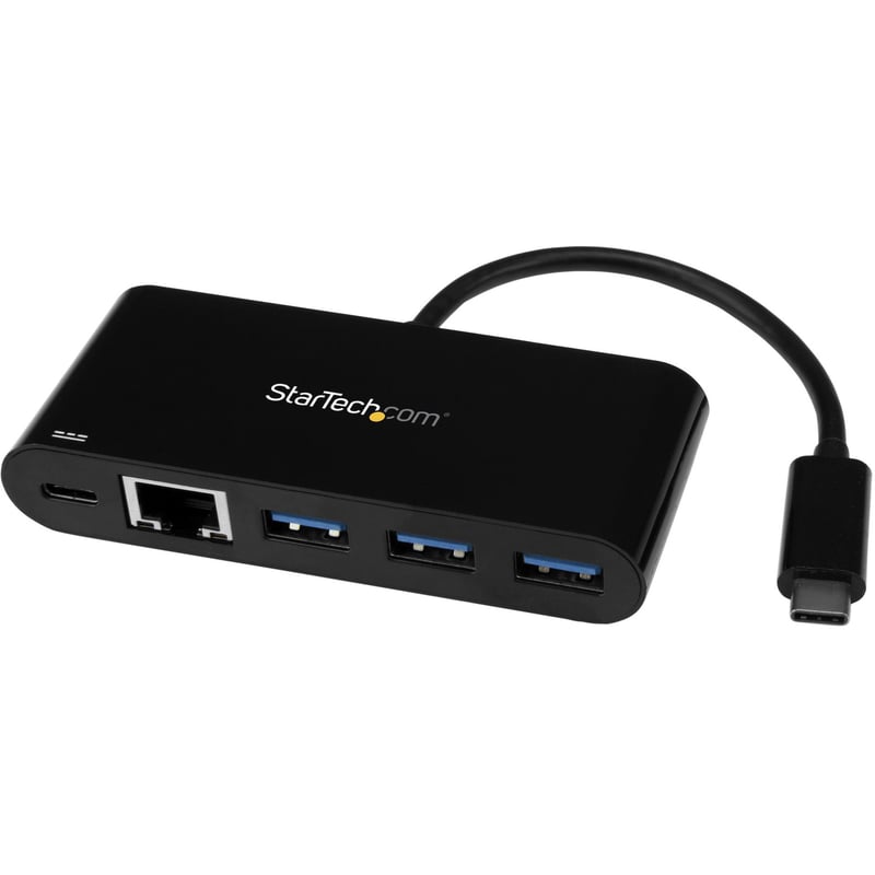 StarTech.com 3 Port USB-C Hub with Gigabit Ethernet & 60W Power Delivery Passthrough - USB-C to 3xUSB-A - 5Gbps USB 3.0 Type-C Adapter Hub - Thumbnail 1