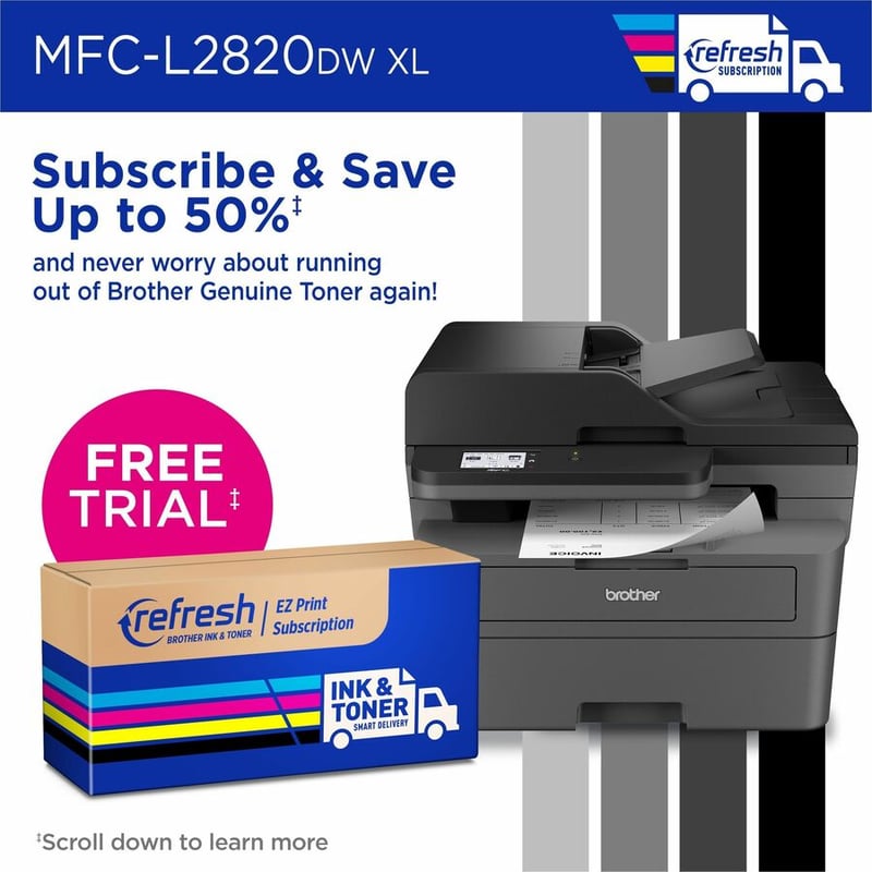 Brother Wireless MFC-L2820DW XL Compact Monochrome All-in-One Laser Printer with Copy, Scan and Fax, up to 4,200 pages of toner included, Duplex and Mobile Printing - Thumbnail 5