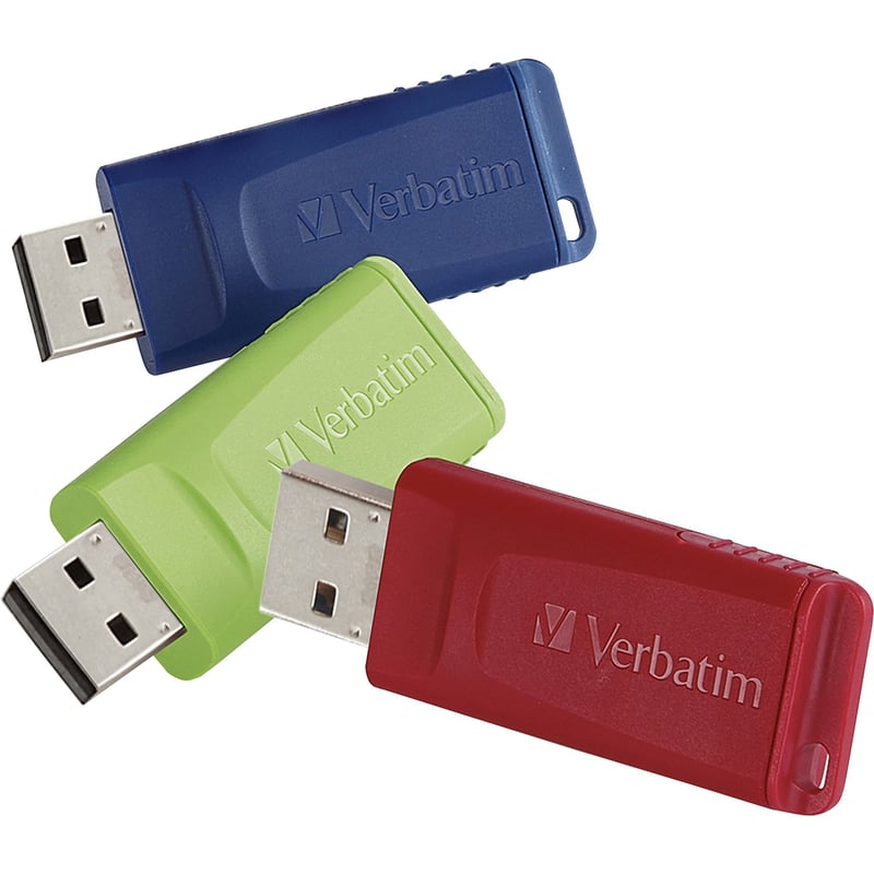 32GB Store 'n' Go USB Flash Drive - 3pk - Red, Green, Blue - Thumbnail 1