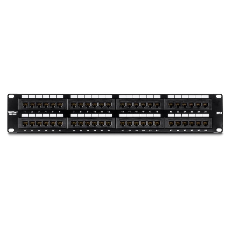 TRENDnet 48-Port Cat6 Unshielded Patch Panel, Wallmount Or Rackmount, Compatible With Cat3,4,5,5e,6 Cabling, For Ethernet, Fast Ethernet, Gigabit Applications, Black, TC-P48C6 - Thumbnail 5