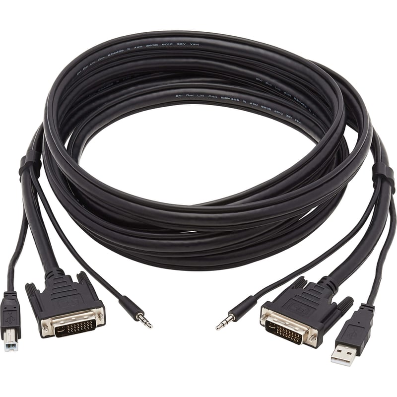 Eaton Tripp Lite Series DVI KVM Cable Kit, 3 in 1 - DVI, USB, 3.5 mm Audio (3xM/3xM) 10 ft. (3.05 m) - Thumbnail 2