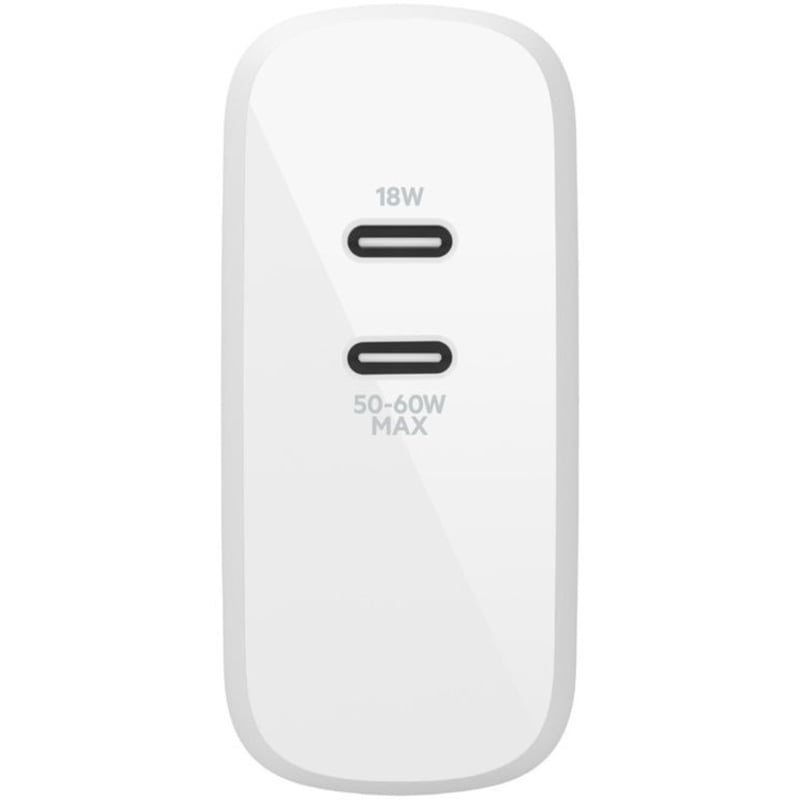 Belkin BoostCharge Dual USB-C GaN Wall Charger 68W and USB-C Cable Laptop Chromebook Charging - Power Adapter - Thumbnail 5