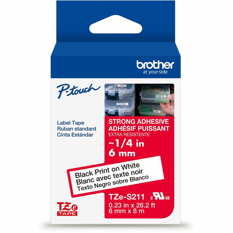 BLACK/WHITE STRONG AD 6MM ON WHITE EXTRA-STRENGTH LAMINATED T - Thumbnail 1