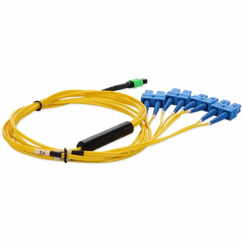AddOn 5m MPO/APC to 4xSC Duplex (8xSC)/UPC Yellow OS2 OFNR (Riser-Rated) 8-Strand SMF Fiber Fanout Cable - Thumbnail 5