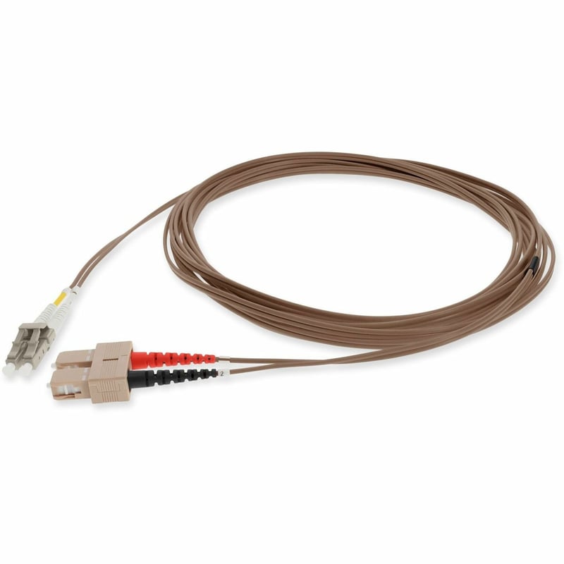 AddOn 1m SC to LC Brown OM1 Duplex OFNR (Riser-Rated) MMF Fiber Patch Cable - Thumbnail 1