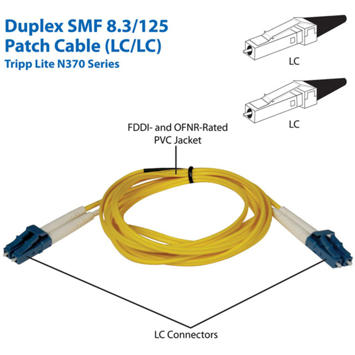 Eaton Tripp Lite Series Duplex Singlemode 9/125 Fiber Patch Cable (LC/LC), 3M (10 ft.) - Thumbnail 2