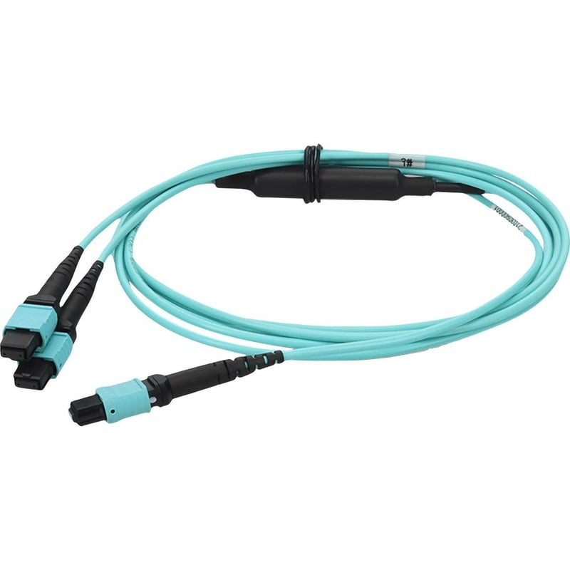 AddOn 8m MPO/UPC to 2xMPO/UPC Aqua OM4 OFNP (Plenum-Rated) 16-Strand Fiber Fanout Cable - Thumbnail 1