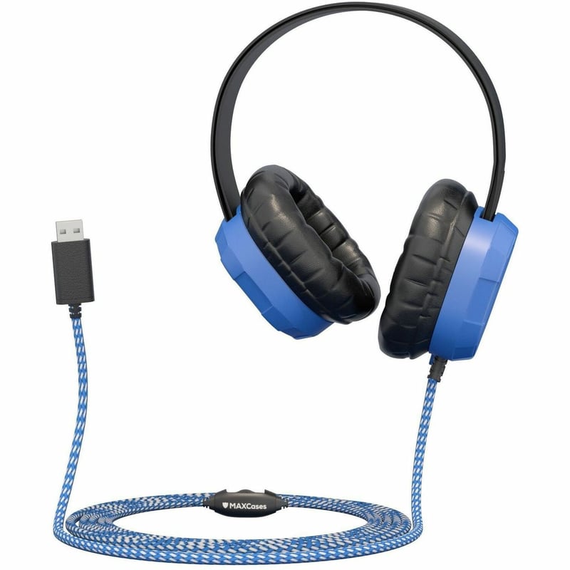 MAXCases Extreme Headset w/braided cable, inline volume control and built-in microphone w/USB Connector - Thumbnail 1
