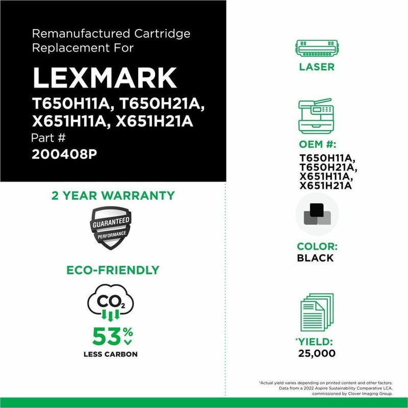 Clover Imaging Remanufactured High Yield Toner Cartridge for Lexmark T650/T652/T654/T656/X652/X654/X656 - Thumbnail 3