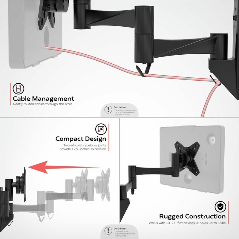 CTA Digital VESA Wall Mount Arm (Black) - Thumbnail 4