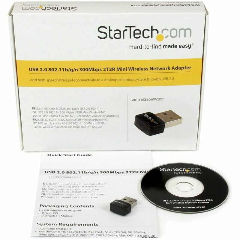 StarTech.com USB 2.0 300 Mbps Mini Wireless-N Network Adapter - 802.11n 2T2R WiFi Adapter - Thumbnail 2