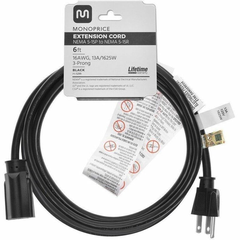 POWER EXTENSION CORD CABLE - 6FT - Thumbnail 2