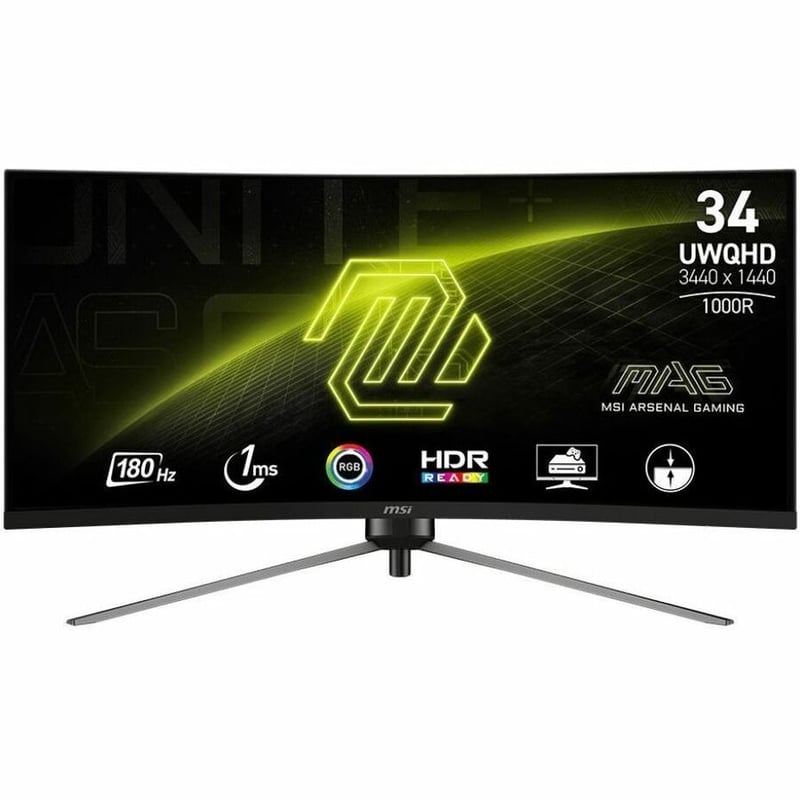 MSI MAG 345CQR 34" Class UW-QHD Curved Screen Gaming LED Monitor - 21:9 - Metallic Black - Thumbnail 1