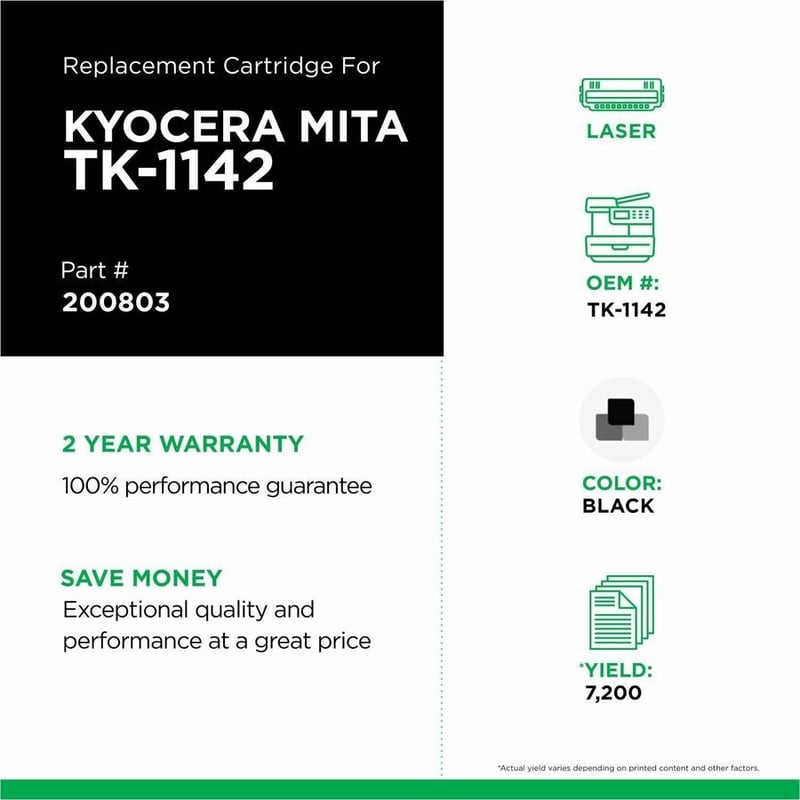 Clover Imaging Non-OEM New High Yield Toner Cartridge for Kyocera TK-1142 - Thumbnail 2