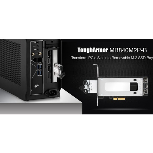 Icy Dock ToughArmor MB840M2P-B Drive Bay Adapter M.2, PCI Express NVMe - PCI Express 3.0 x4 Host Interface - Black, Silver