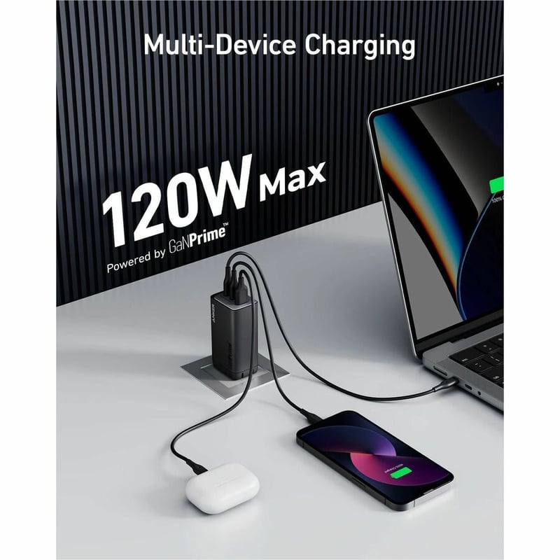 ANKER 737 CHARGER(GANPRIME 120W) - BLACK - Thumbnail 4