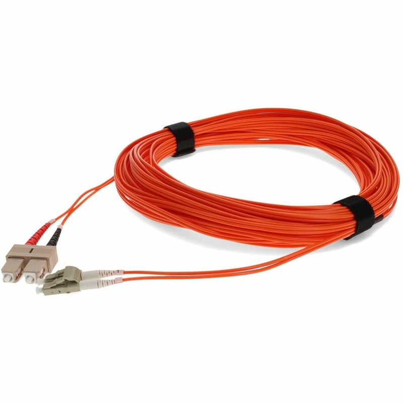 AddOn 30m SC to LC Orange OM2 Duplex OFNR (Riser-Rated) TAA Fiber Patch Cable - Thumbnail 1