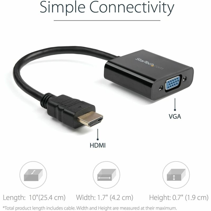 StarTech.com HDMI to VGA Adapter - 1080p - 1920 x 1080 - Black - HDMI Converter - VGA to HDMI Monitor Adapter - Thumbnail 3