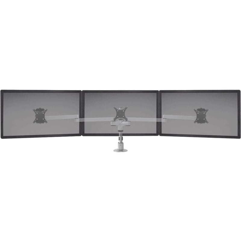 STAXX TRIPLE MONITOR MOUNT WIDE MONITOR ARM, SILVER, HOLDS 15 LBS PER MONITOR, U