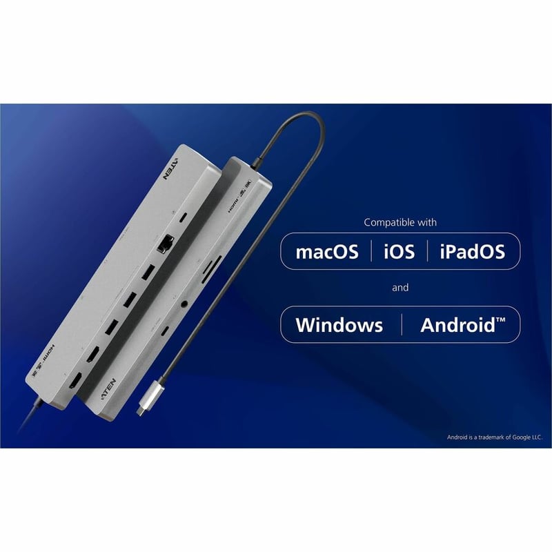 ATEN 11-in-1 USB-C Multiport Dock with Power Pass-Through UH3240 - Thumbnail 4