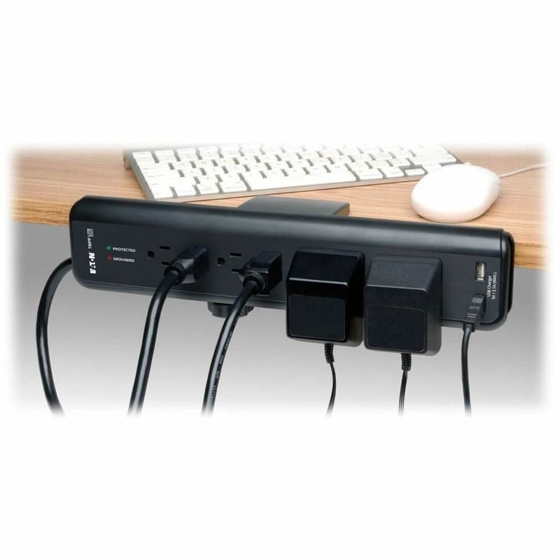 Tripp Lite by Eaton Protect It! 6-Outlet Clamp-Mount Surge Protector 6 ft. (1.83 m) Cord 2100 Joules 2 x USB Charging ports (2.1A total) - Thumbnail 3