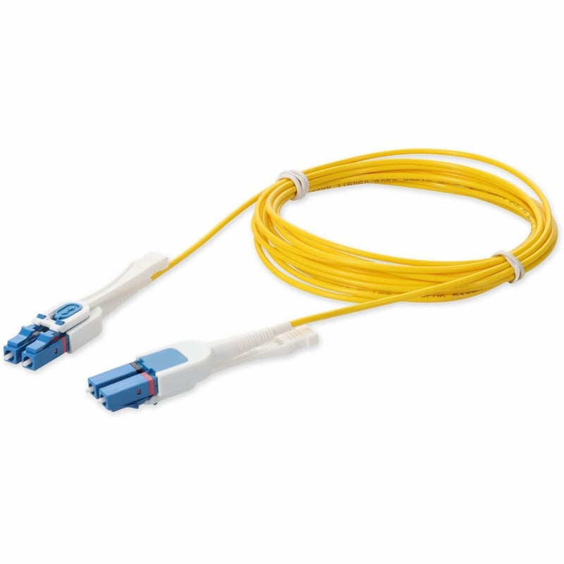 AddOn 3m LC to LC Yellow OS2 Duplex Uniboot OFNR (Riser-Rated) SMF Fiber Patch Cable with Push/Pull Tabs - Thumbnail 1