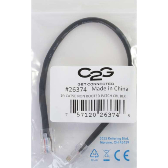 C2G-25ft Cat5e Non-Booted Unshielded (UTP) Network Patch Cable - Black - Thumbnail 3