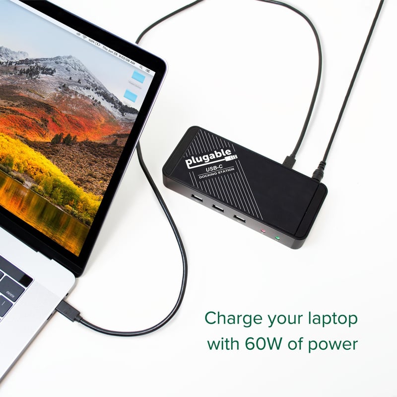 Plugable USB C Docking Station with Charging, Compatible with Thunderbolt 3 and USB-C MacBooks and Specific Windows, Chromebook, Linux Systems - Thumbnail 2