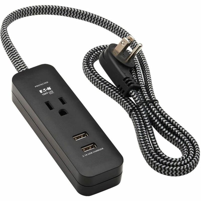 Tripp Lite by Eaton 1-Outlet Surge Protector with 2 USB Ports (2.1A Shared) - 4 ft. Cord 5-15P Plug 450 Joules Black - Thumbnail 2