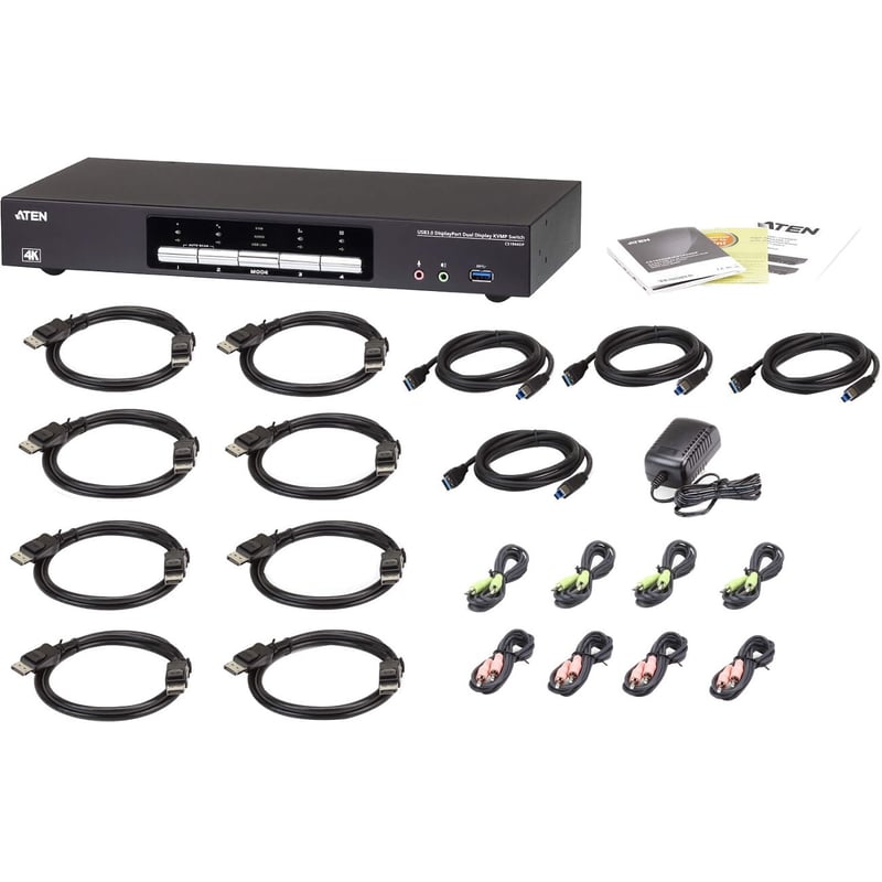 ATEN 4-Port USB 3.0 4K DisplayPort Dual Display KVMP Switch-TAA Compliant - Thumbnail 1