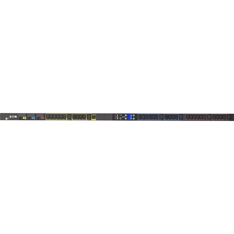 Eaton Metered Input rack PDU, 0U, L21-30P input, 8.64 kW max, 120/208V, 24A, 10 ft cord, Three-phase, Outlets: (1) 5-20R, (30) C13 Outlet grip, (6) C19 Outlet grip - Thumbnail 2