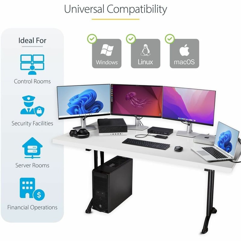 StarTech.com 4-Port KM Switch with Mouse Roaming, USB 3.0 Keyboard/Mouse Switcher for 4 Computers, 3.5mm and USB Audio, TAA Compliant - Thumbnail 5
