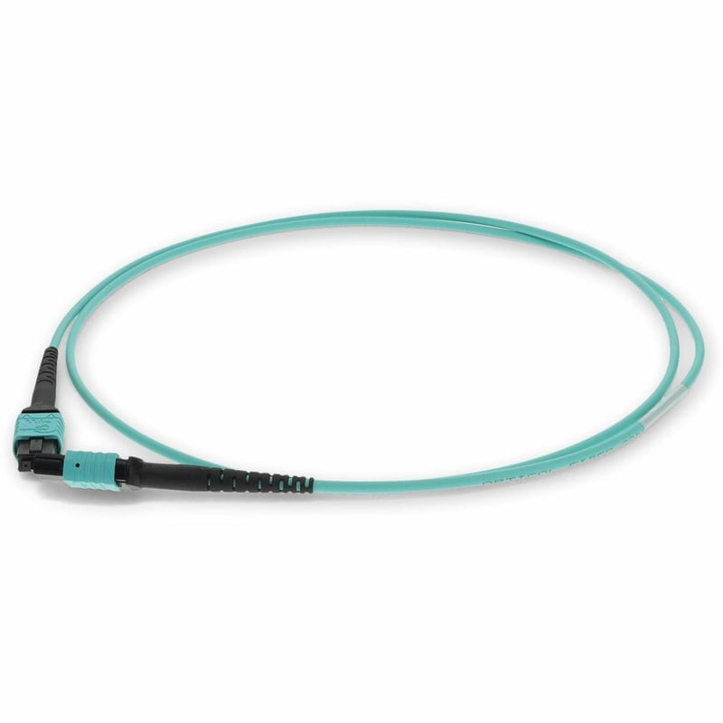 AddOn 4m MPO (Female) to MPO (Female) 12-Strand Aqua OM3 Crossover Fiber OFNR (Riser-Rated) Patch Cable - Thumbnail 1