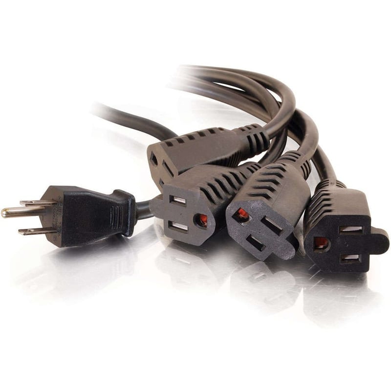 C2G 18in 1-to-4 Power Cord Splitter - 16 AWG - NEMA 5-15 to NEMA 5-15R - Thumbnail 1