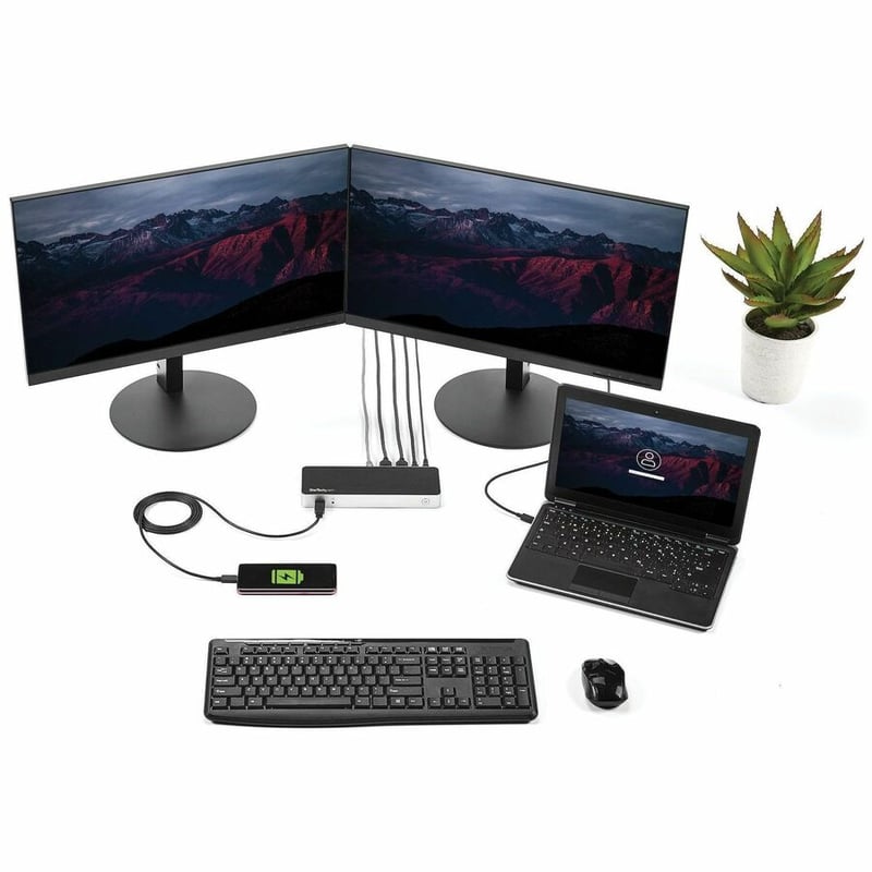 StarTech.com Dual Monitor USB C Docking Station w/ 60W Power Delivery - USB 3.1 Gen 1 Type C to HDMI or DVI - 5x USB - Windows Laptop Dock - Thumbnail 3