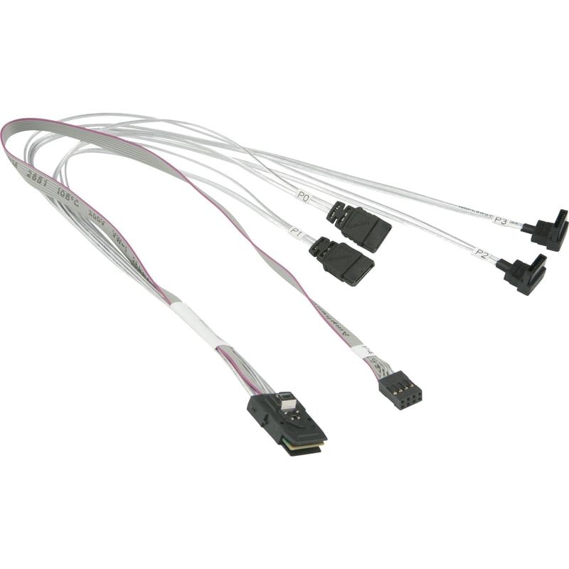 Supermicro MiniSAS to 4x SATA 43/43/33/33/43cm Cable (CBL-0287L-01) - Thumbnail 1