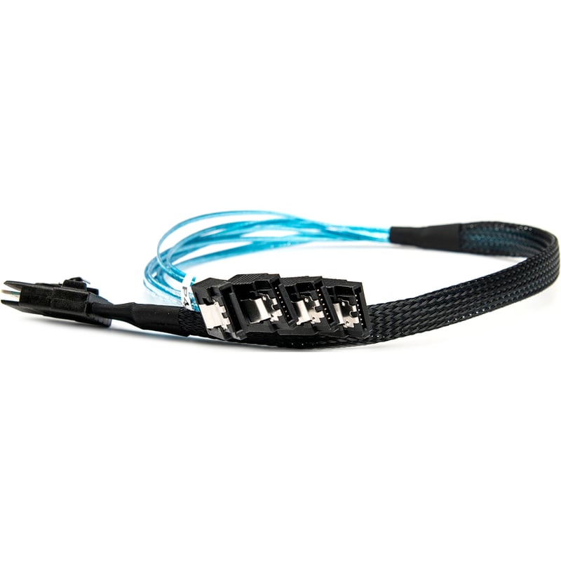 Rocstor Premium 20in Serial Attached SCSI SAS Cable - SFF-8087 to 4x Latching SATA - SAS/SATA for Hard Drive - 20in / 50cm - 1 Pack - SFF-8087 Male SAS - Male SATA - Blue SFF-8087 TO 4X SATA Cable - Thumbnail 5