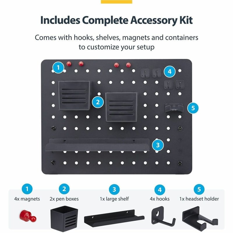 CLAMP-ON PEGBOARD ORGANIZER - WITH ACCESSORIES STEEL BLACK - Thumbnail 3