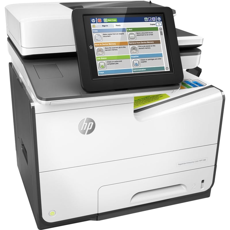 HP PageWide 586 586dn Page Wide Array Multifunction Printer-Color-Copier/Scanner-50 ppm Mono/50 ppm Color Print-2400x1200 Print-Automatic Duplex Print-80000 Pages Monthly-550 sheets Input-Color Scanner-600 Optical Scan-Gigabit Ethernet - Thumbnail 4