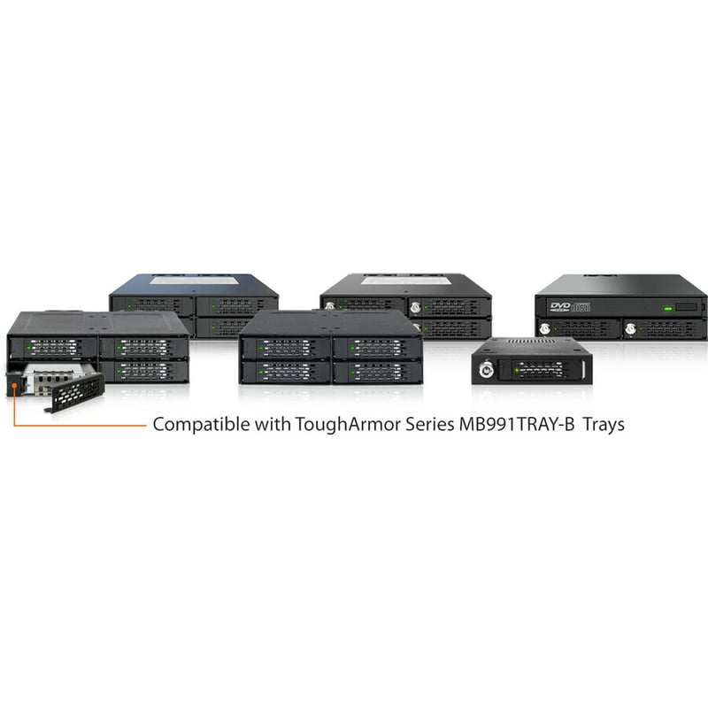 Icy Dock ToughArmor MB508SP-B Drive Enclosure for 5.25" - Mini-SAS HD Host Interface Internal - Black - Thumbnail 2