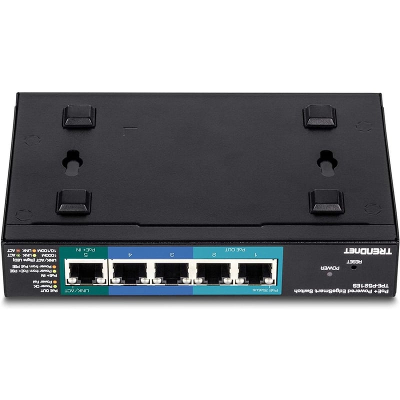 TRENDnet 5-Port Gigabit PoE+ Powered EdgeSmart Switch With PoE Pass Through, 18W PoE Budget, 10Gbps Switching Capacity, Managed Switch, Wall-Mountable, Lifetime Protection, Black, TPE-P521ES